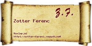 Zotter Ferenc névjegykártya